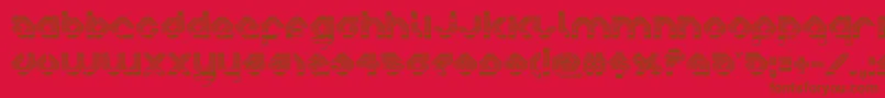 charliesangleschrome-Schriftart – Braune Schriften auf rotem Hintergrund