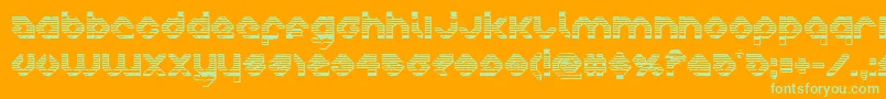 charliesangleschrome-Schriftart – Grüne Schriften auf orangefarbenem Hintergrund