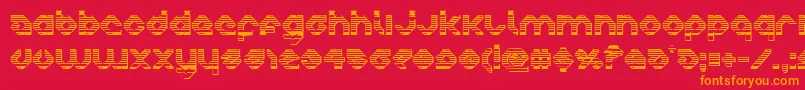 charliesangleschrome-Schriftart – Orangefarbene Schriften auf rotem Hintergrund