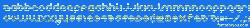 charliesangleschrome-Schriftart – Gelbe Schriften auf blauem Hintergrund