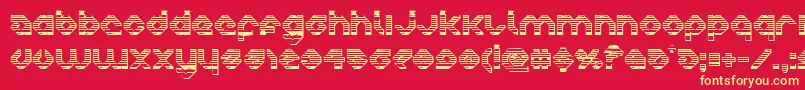 charliesangleschrome-Schriftart – Gelbe Schriften auf rotem Hintergrund