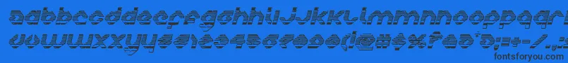 charliesangleschromeital-Schriftart – Schwarze Schriften auf blauem Hintergrund