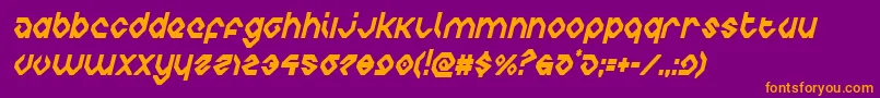 charliesanglescondital-Schriftart – Orangefarbene Schriften auf violettem Hintergrund