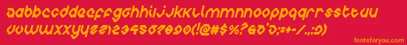 charliesanglescondital-Schriftart – Orangefarbene Schriften auf rotem Hintergrund