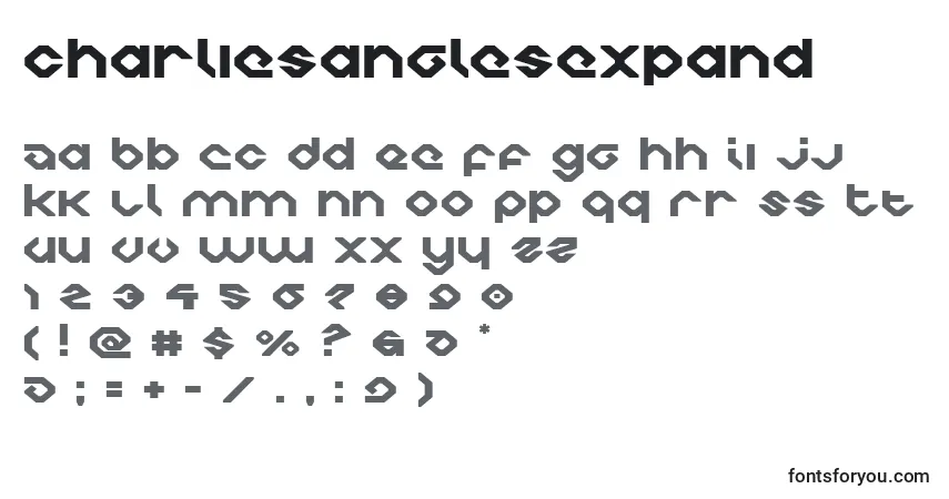 Charliesanglesexpand Font – alphabet, numbers, special characters