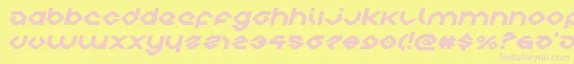 Czcionka charliesanglesexpandital – różowe czcionki na żółtym tle