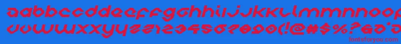 charliesanglesexpandital-Schriftart – Rote Schriften auf blauem Hintergrund