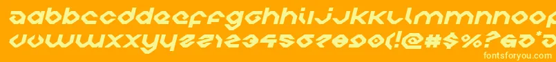 charliesanglesexpandital-Schriftart – Gelbe Schriften auf orangefarbenem Hintergrund