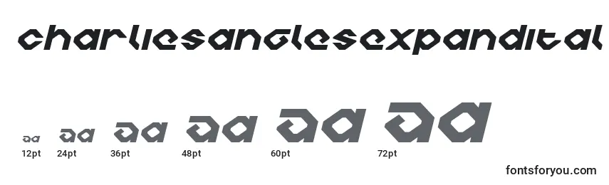 Размеры шрифта Charliesanglesexpandital