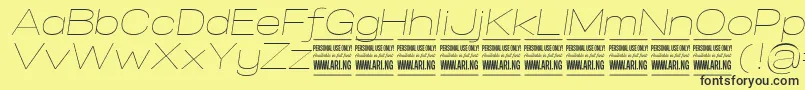 Fonte SpecifypersonalExpthinitalic – fontes pretas em um fundo amarelo