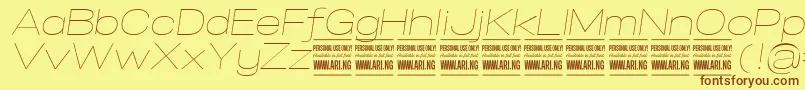 Шрифт SpecifypersonalExpthinitalic – коричневые шрифты на жёлтом фоне