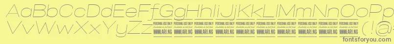 SpecifypersonalExpthinitalic-Schriftart – Graue Schriften auf gelbem Hintergrund