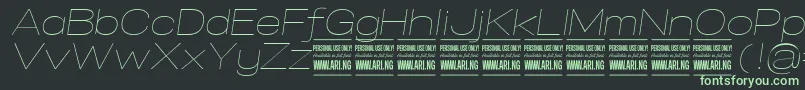 SpecifypersonalExpthinitalic Font – Green Fonts on Black Background