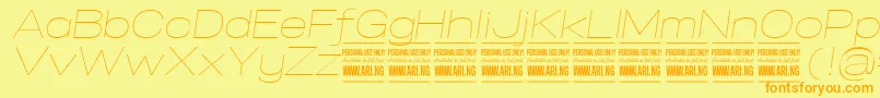 SpecifypersonalExpthinitalic-Schriftart – Orangefarbene Schriften auf gelbem Hintergrund