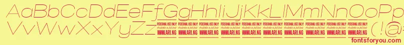 SpecifypersonalExpthinitalic-fontti – punaiset fontit keltaisella taustalla