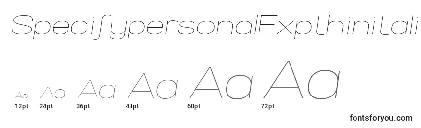 Размеры шрифта SpecifypersonalExpthinitalic