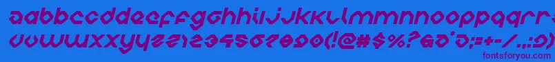 charliesanglesital Font – Purple Fonts on Blue Background