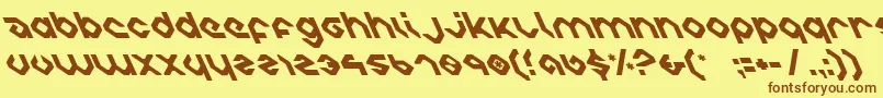 フォントcharliesanglesleft – 茶色の文字が黄色の背景にあります。