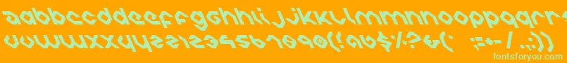 charliesanglesleft-Schriftart – Grüne Schriften auf orangefarbenem Hintergrund