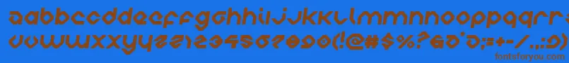 フォントcharliesanglessemital – 茶色の文字が青い背景にあります。