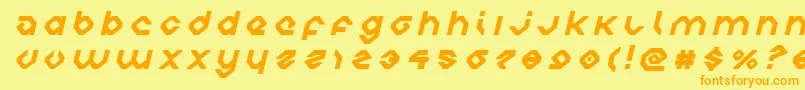 フォントcharliesanglestitleital – オレンジの文字が黄色の背景にあります。