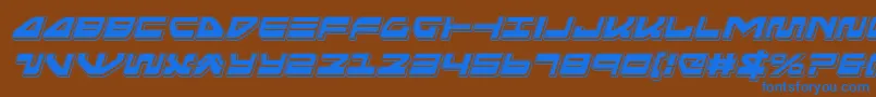 Seariderfalconpunchital-Schriftart – Blaue Schriften auf braunem Hintergrund