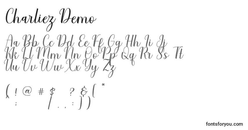 Schriftart Charliez Demo – Alphabet, Zahlen, spezielle Symbole