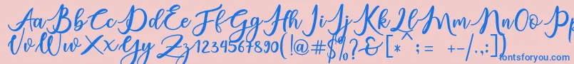 charlinda-Schriftart – Blaue Schriften auf rosa Hintergrund