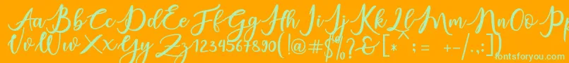 Fonte charlinda – fontes verdes em um fundo laranja