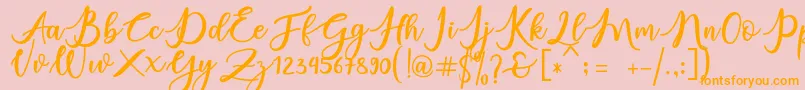 charlinda-Schriftart – Orangefarbene Schriften auf rosa Hintergrund