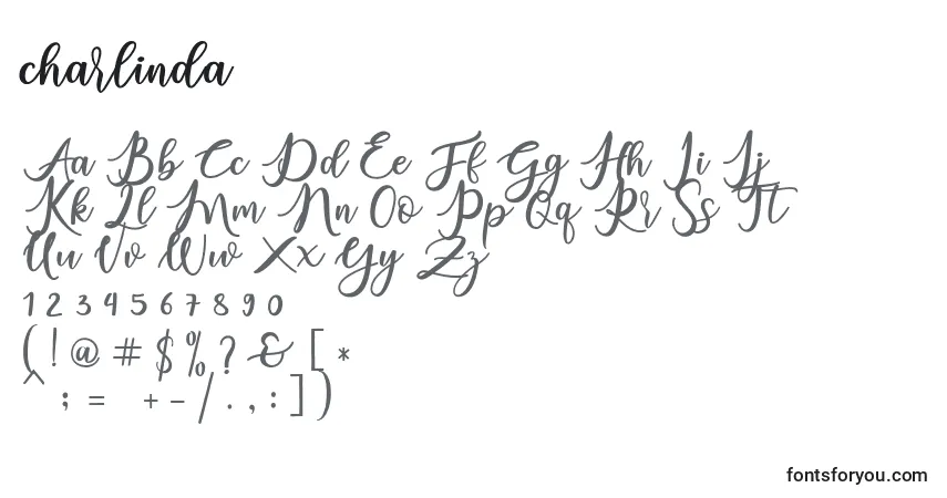 Шрифт Charlinda (123172) – алфавит, цифры, специальные символы