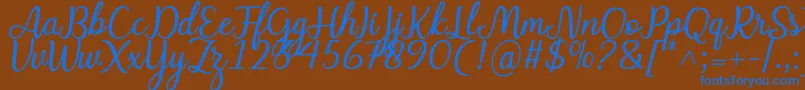 Charline font-Schriftart – Blaue Schriften auf braunem Hintergrund