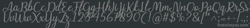 Charline font-fontti – harmaat kirjasimet mustalla taustalla