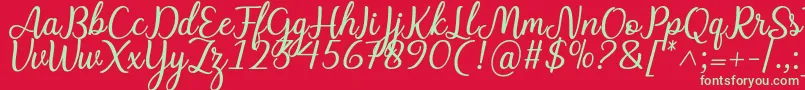 Fonte Charline font – fontes verdes em um fundo vermelho