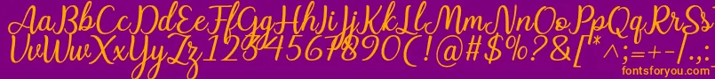 Fonte Charline font – fontes laranjas em um fundo violeta