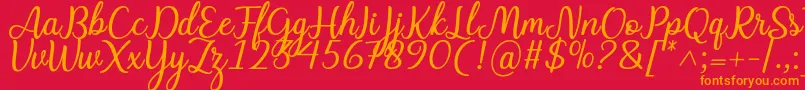 Fonte Charline font – fontes laranjas em um fundo vermelho