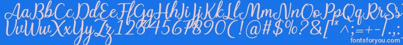 フォントCharline font – ピンクの文字、青い背景