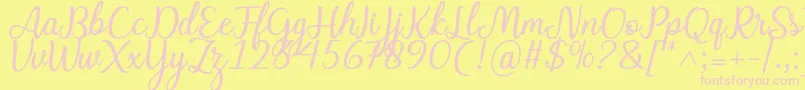 Charline font-Schriftart – Rosa Schriften auf gelbem Hintergrund