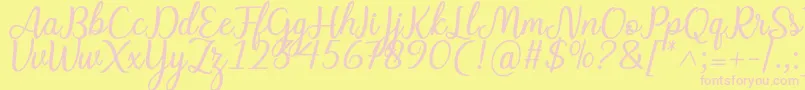 Police Charline font – polices roses sur fond jaune