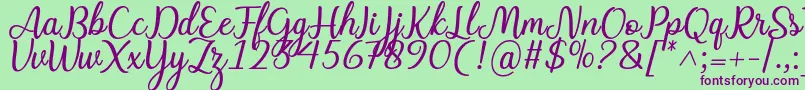 Charline font-Schriftart – Violette Schriften auf grünem Hintergrund