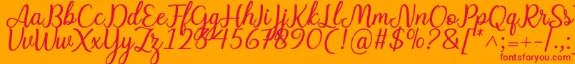 Fonte Charline font – fontes vermelhas em um fundo laranja