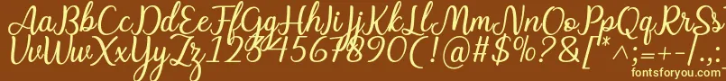 フォントCharline font – 黄色のフォント、茶色の背景