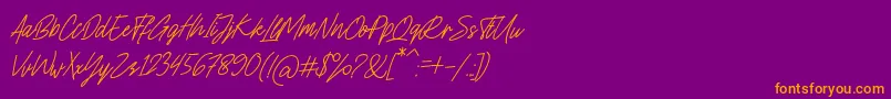 Charlion Slant Script-Schriftart – Orangefarbene Schriften auf violettem Hintergrund