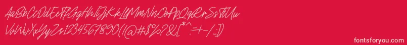 Charlion Slant Script-Schriftart – Rosa Schriften auf rotem Hintergrund