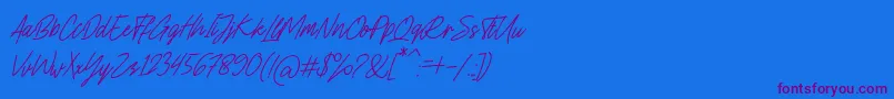 Charlion Slant Script-Schriftart – Violette Schriften auf blauem Hintergrund