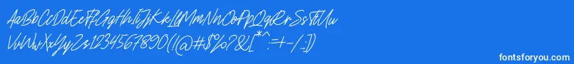 フォントCharlion Slant Script – 青い背景に白い文字