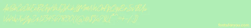 Charlion Slant Script Font – Yellow Fonts on Green Background