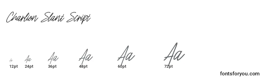 Charlion Slant Script Font Sizes
