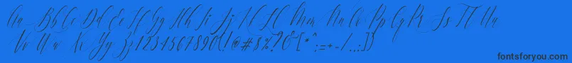 Шрифт Charlotte Calligraphy   Slant R1 – чёрные шрифты на синем фоне