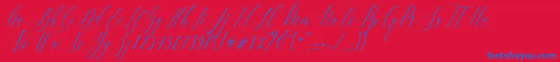 Шрифт Charlotte Calligraphy   Slant R1 – синие шрифты на красном фоне